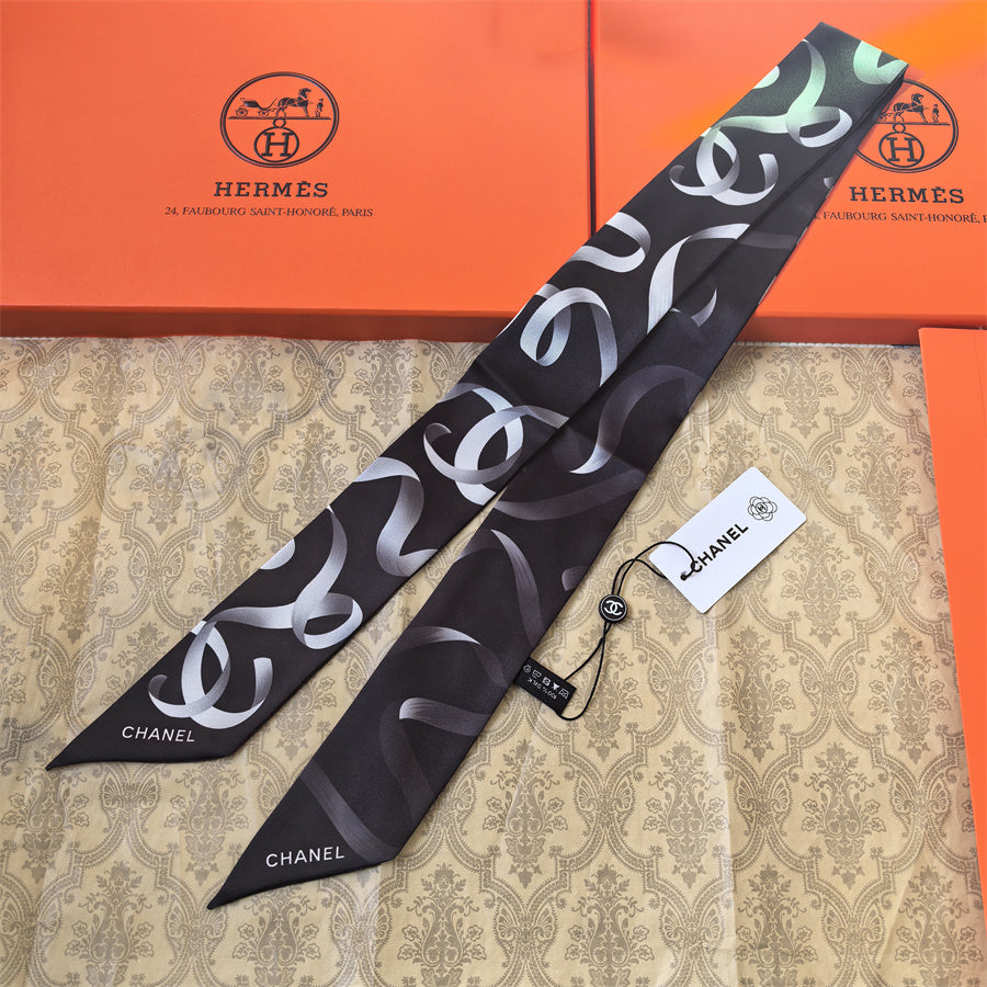Oversized Interlocking-C Ribbon Scarf - 5 x 120 cm