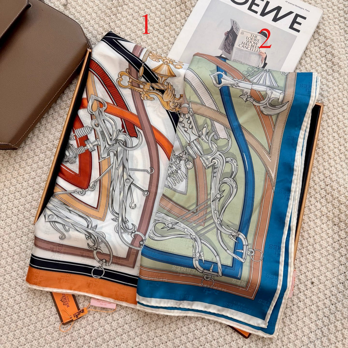 Belt & Buckle Print Square Scarf - 90 x 90 cm