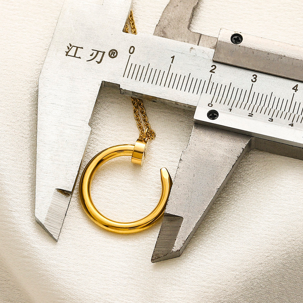 304 Stainless Steel Open-Ring Pendant Necklace