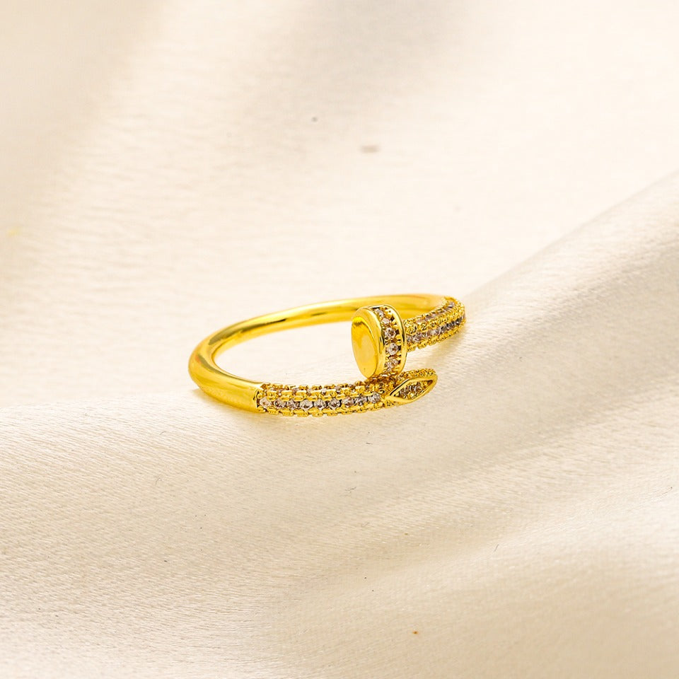 Copper Zirconium Real Gold Plated Ring,Cart*er Series、Rings Collection