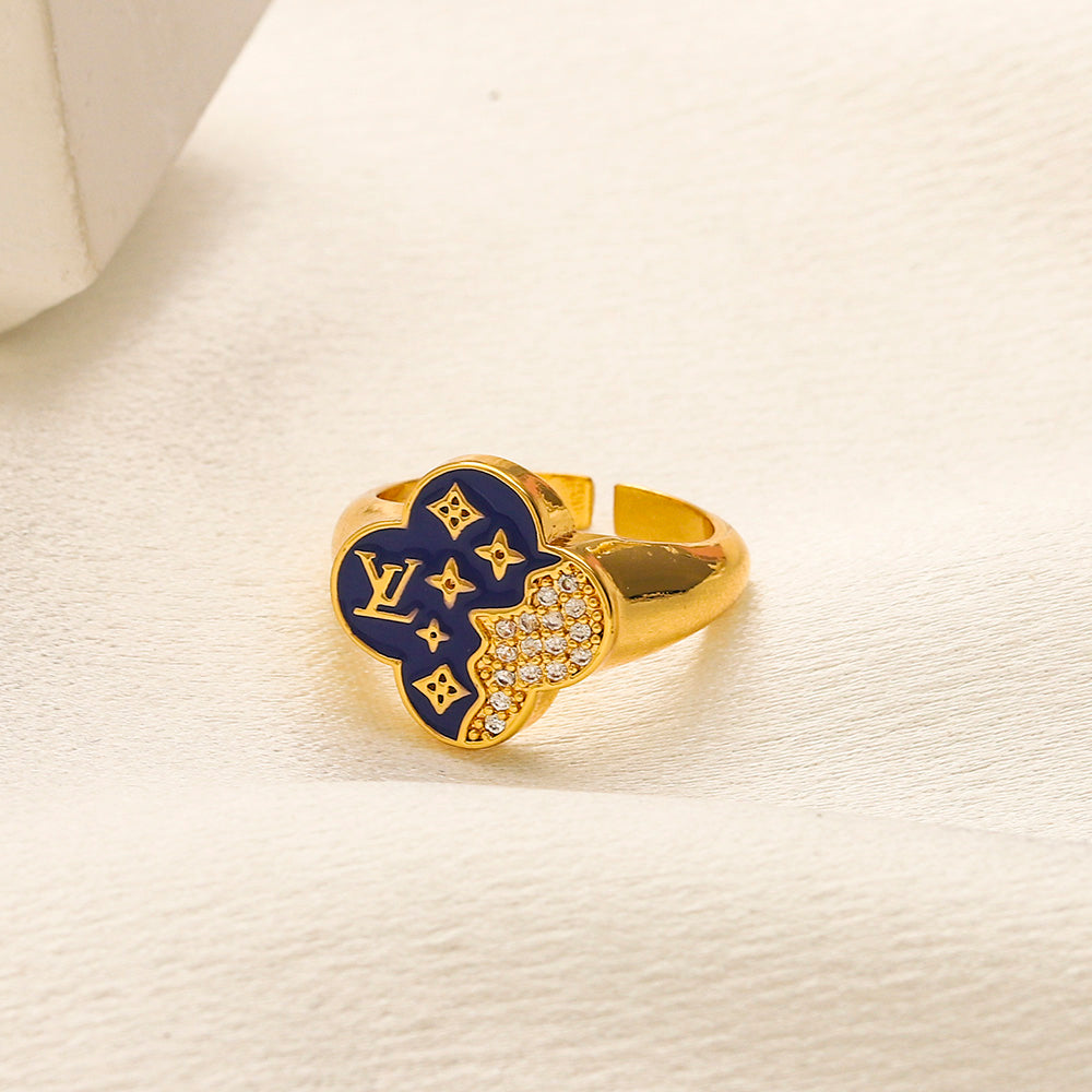 Anello placcato oro vero in rame e zirconio