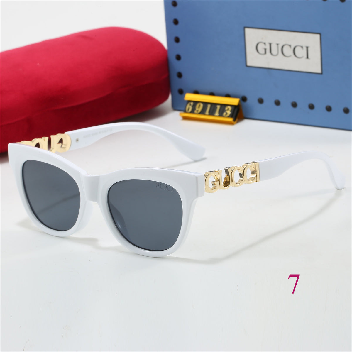 Soft-Square Sunglasses with Decorative Metal Temples
