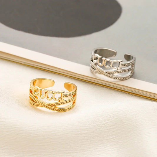 Copper Zirconium Real Gold Plated Ring,GU*CI Series、Rings Collection