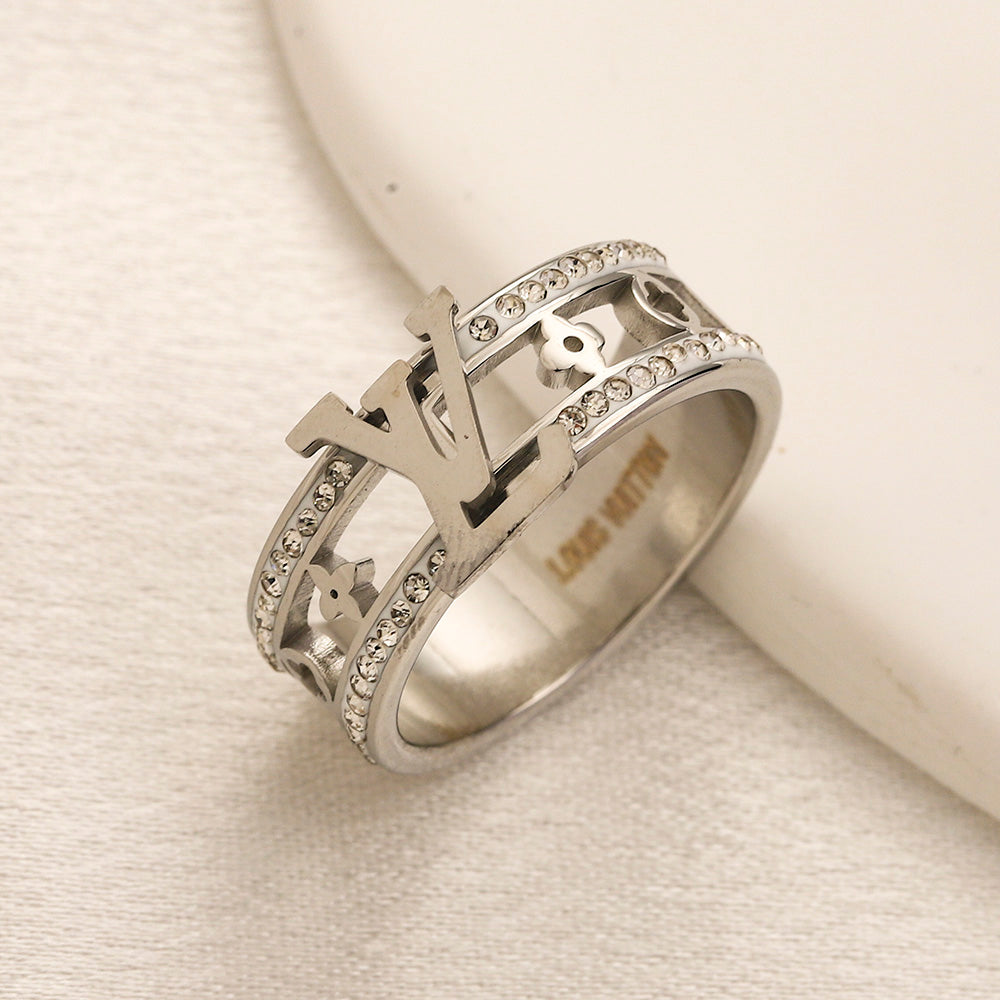 Copper Zirconium Real Gold Plated Ring,Rings Collection、L*V  Series