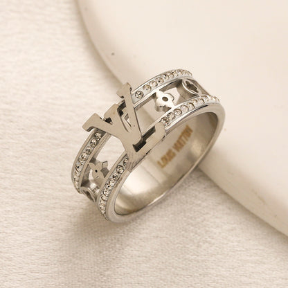 Copper Zirconium Real Gold Plated Ring,Rings Collection、L*V  Series