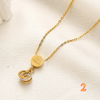 304 Stainless Steel Disc & Monogram Pendant Necklace - 4 Style Options