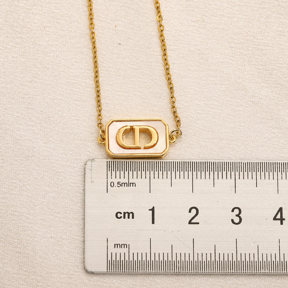 Copper Rounded Rectangle Monogram Pendant Necklace