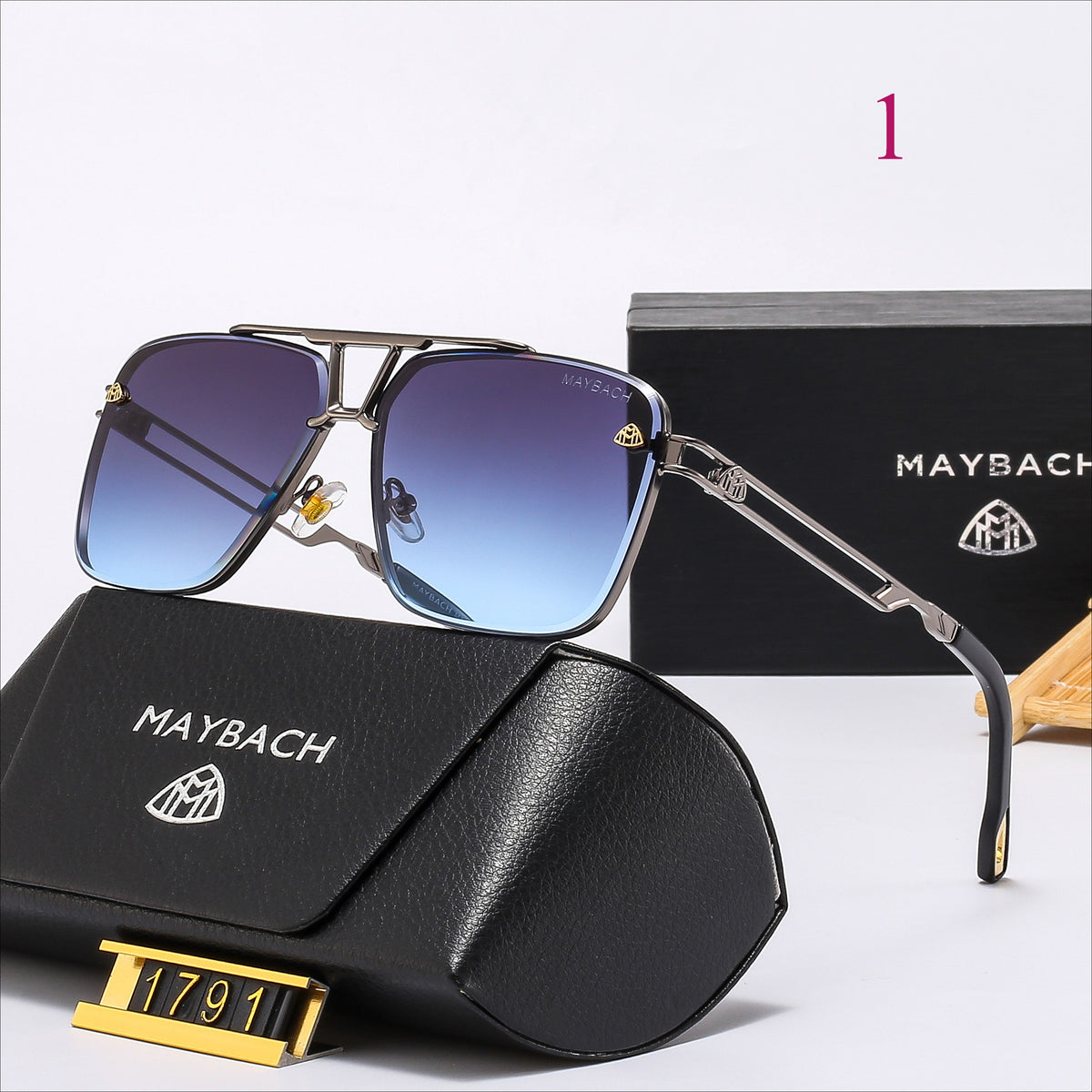 Geometric Aviator Sunglasses with Cutout Metal Temples