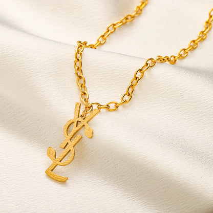 304 Stainless Steel Round-Link Chain Monogram Necklace