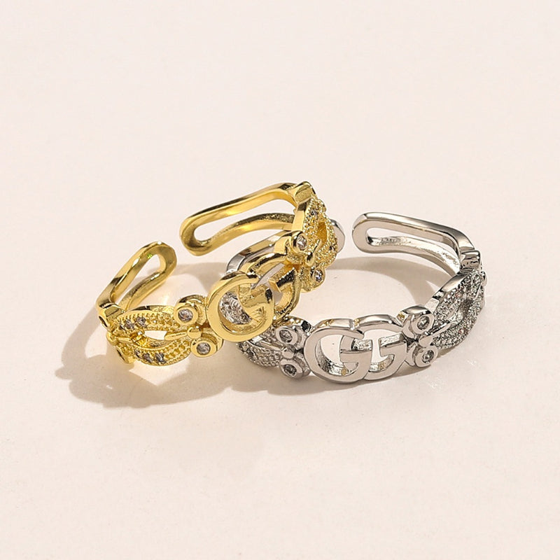 Copper Zirconium Real Gold Plated Ring,Rings Collection、GU*CI  Series