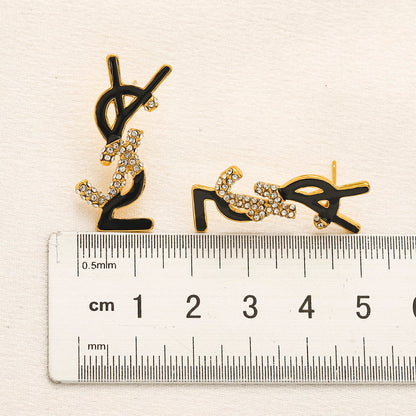 304 Stainless Steel Colorful Letter Stud Earrings
