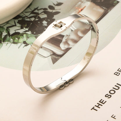 304 Stainless Steel Pave Accent Emblem Bangle
