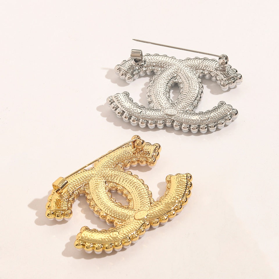 Alloy Stamped Real Gold Plated Brooch,Brooches Collection、CH*NEL Series