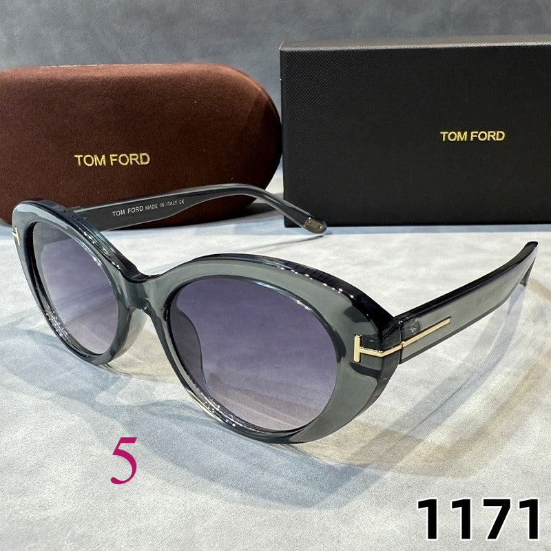 Narrow Oval Sunglasses with Flared Corners