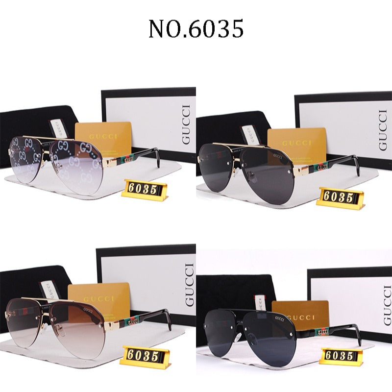 Rimless Round Sunglasses with Wide Metal Brow Bar