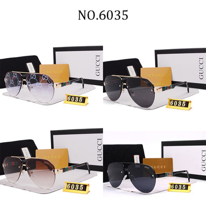Rimless Round Sunglasses with Wide Metal Brow Bar