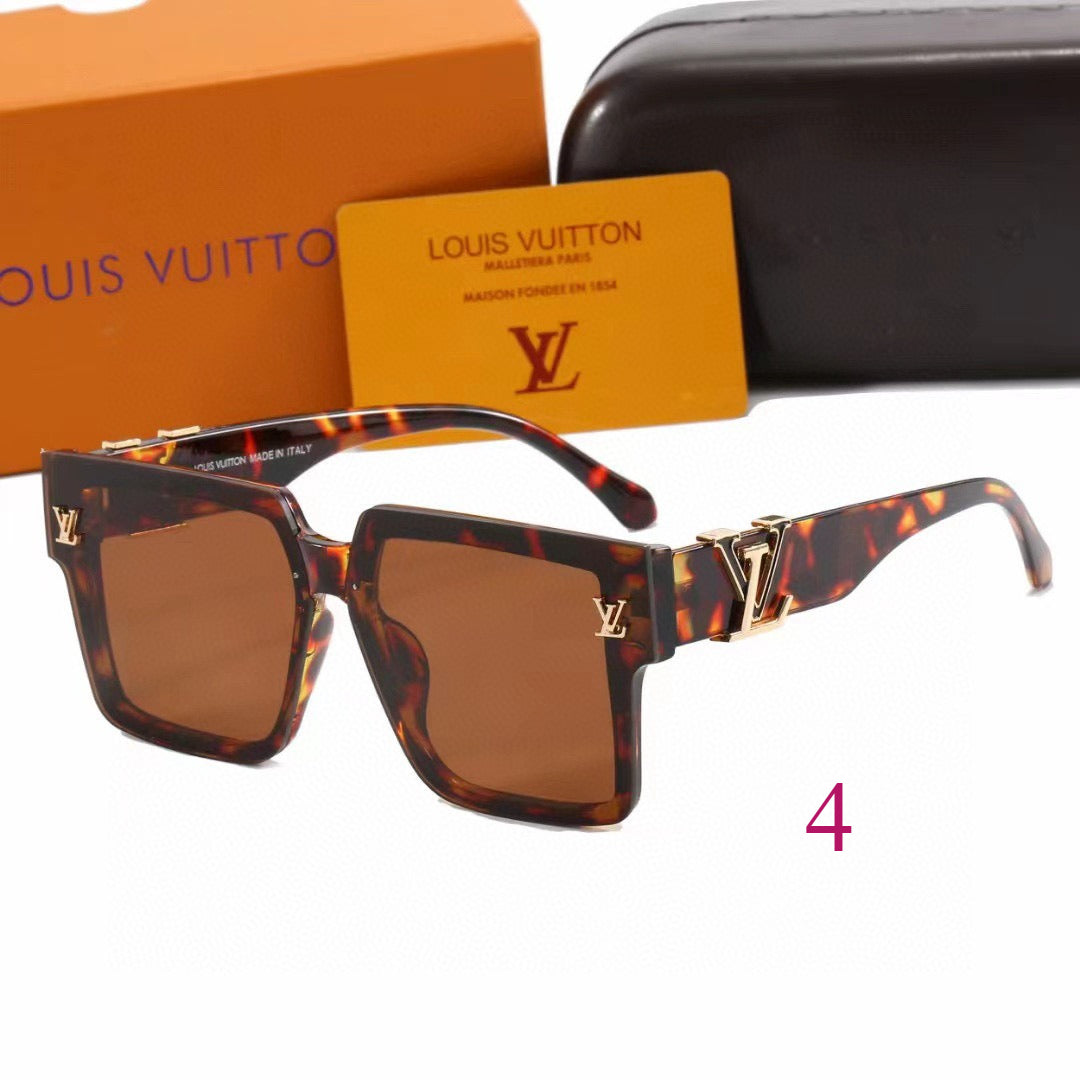 Chunky Flat-Top Square Sunglasses with Logo Temples