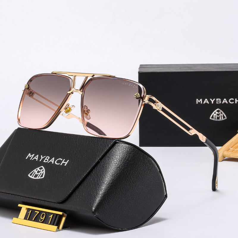 Geometric Aviator Sunglasses with Cutout Metal Temples