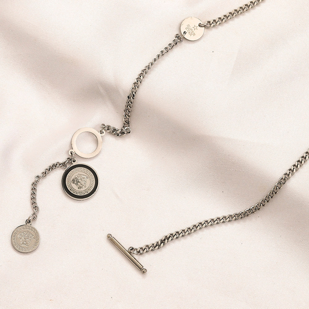 304 Stainless Steel Toggle Medallion Y-Drop Necklace