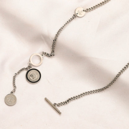 304 Stainless Steel Toggle Medallion Y-Drop Necklace