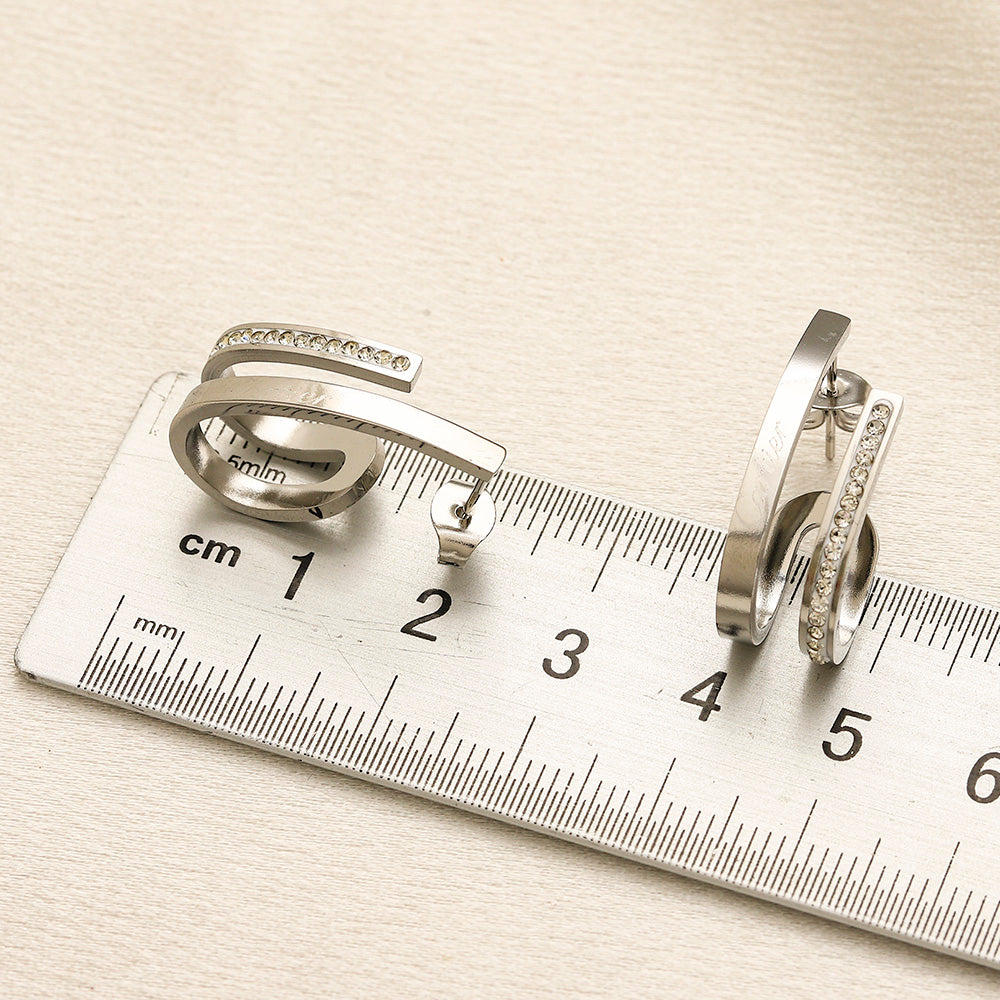 304 Stainless Steel Pave Nail-Shaped Hoop Earrings