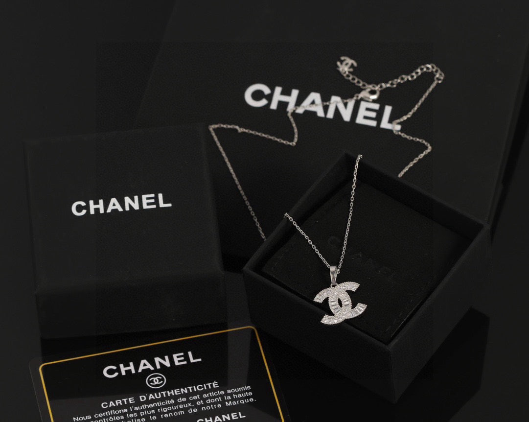 Double-Chain Interlocking-C Pendant Necklace