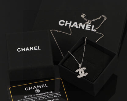 Double-Chain Interlocking-C Pendant Necklace
