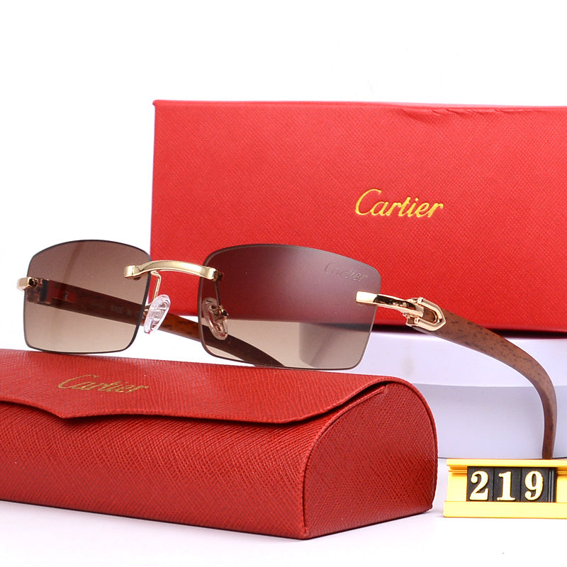 Rimless Sunglasses with Curved Metallic Temple Accents
