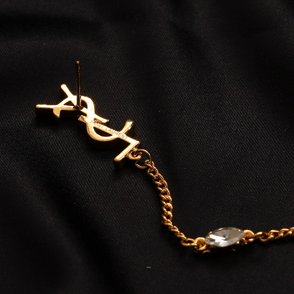 304 Stainless Steel Monogram Spike Chain Dangle Earrings