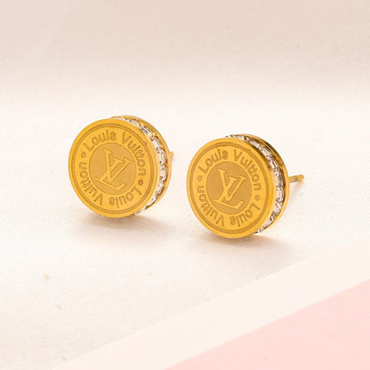 304 Stainless Steel Engraved Round Medallion Stud Earrings