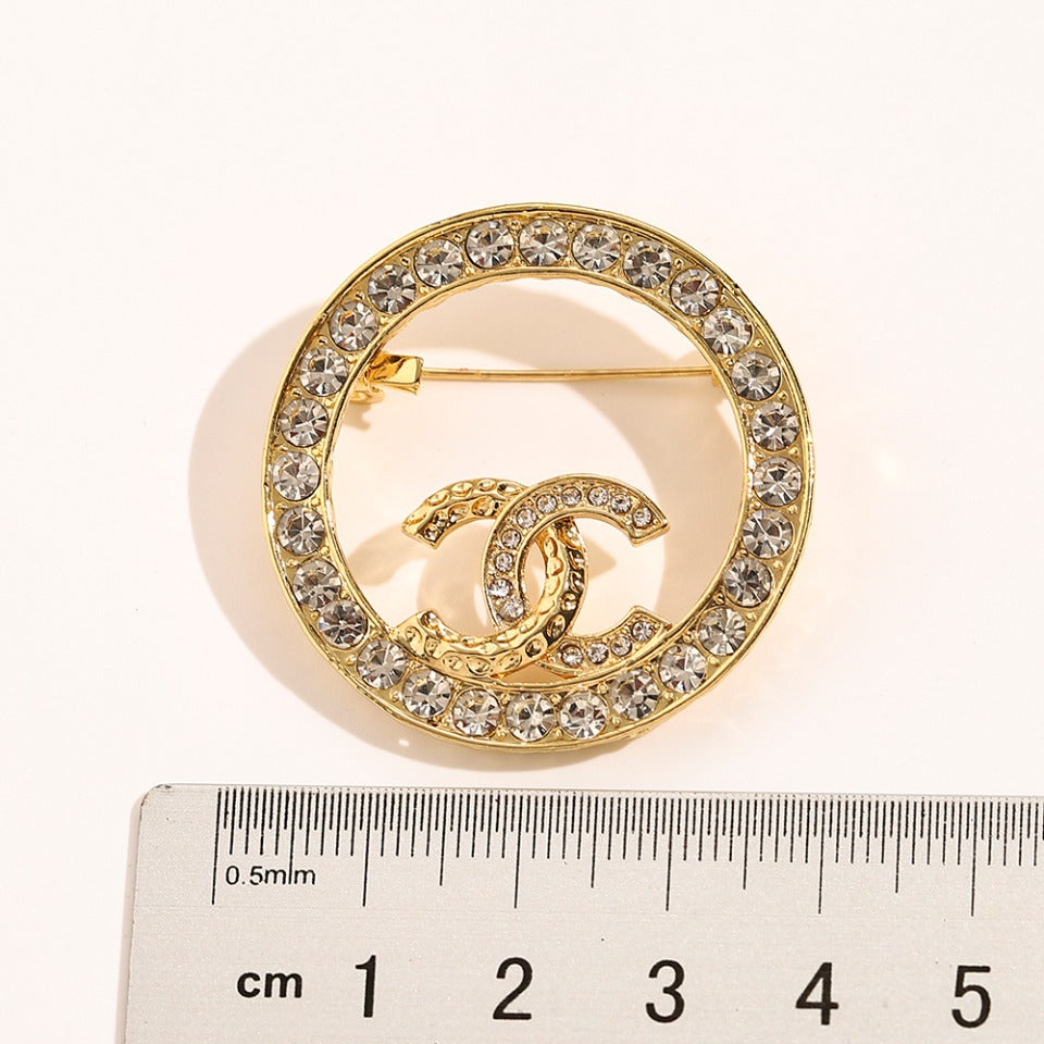 Alloy Stamped Real Gold Plated Brooch,Brooches Collection、CH*NEL Series