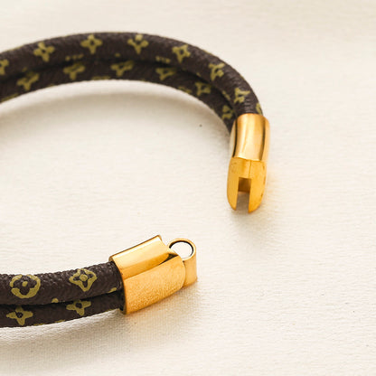 304 Stainless Steel Double-Wrap Monogram Cord Bracelet