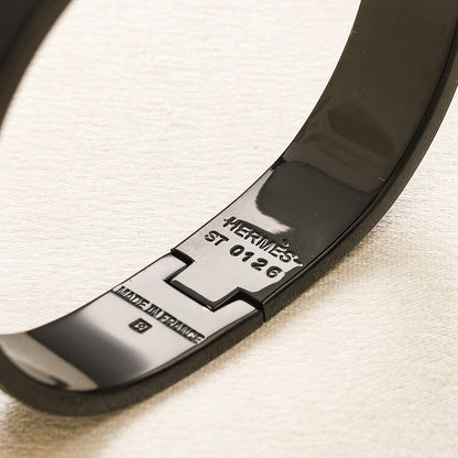 304 Stainless Steel Black H-Clasp Bangle Bracelet