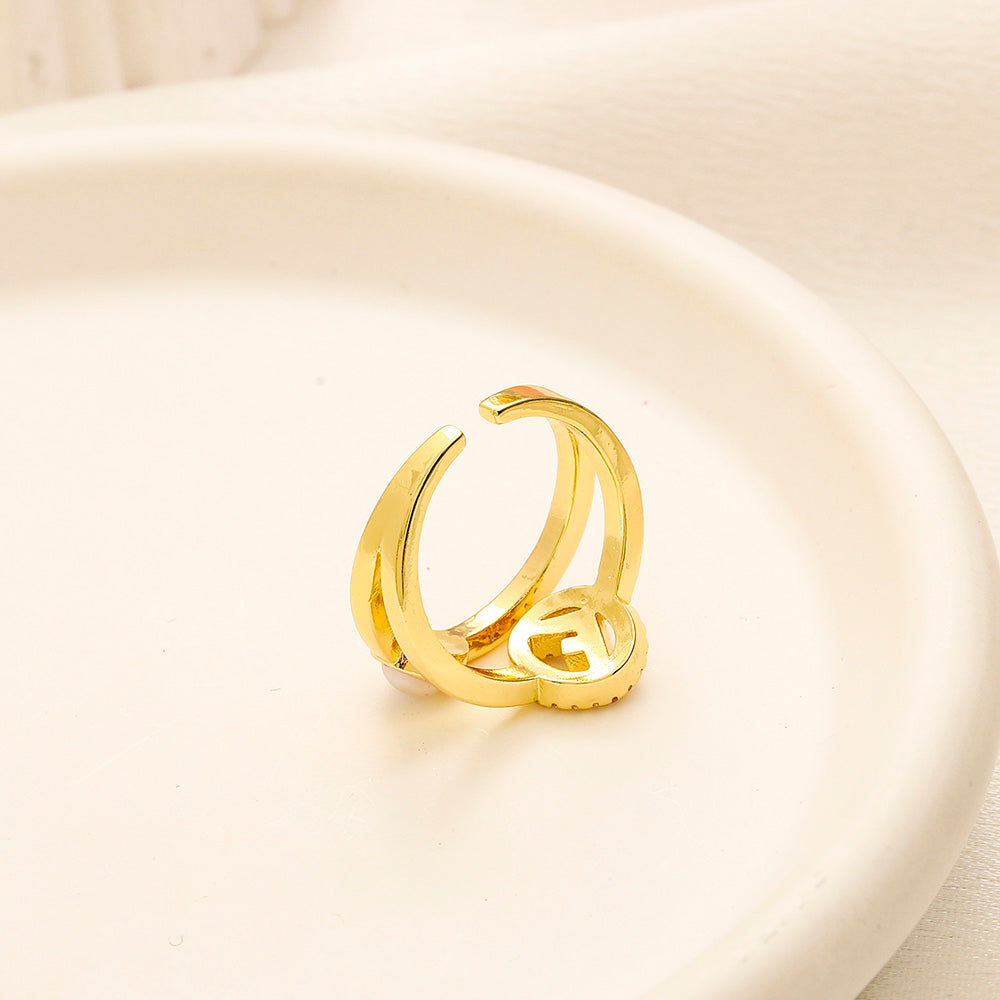 Copper Zirconium Real Gold Plated Ring,Rings Collection、F*ndi Series