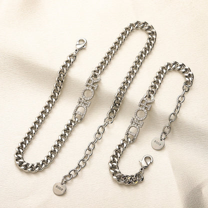 304 Stainless Steel Round Medallion Chain Bracelet & Necklace - Individual or Set