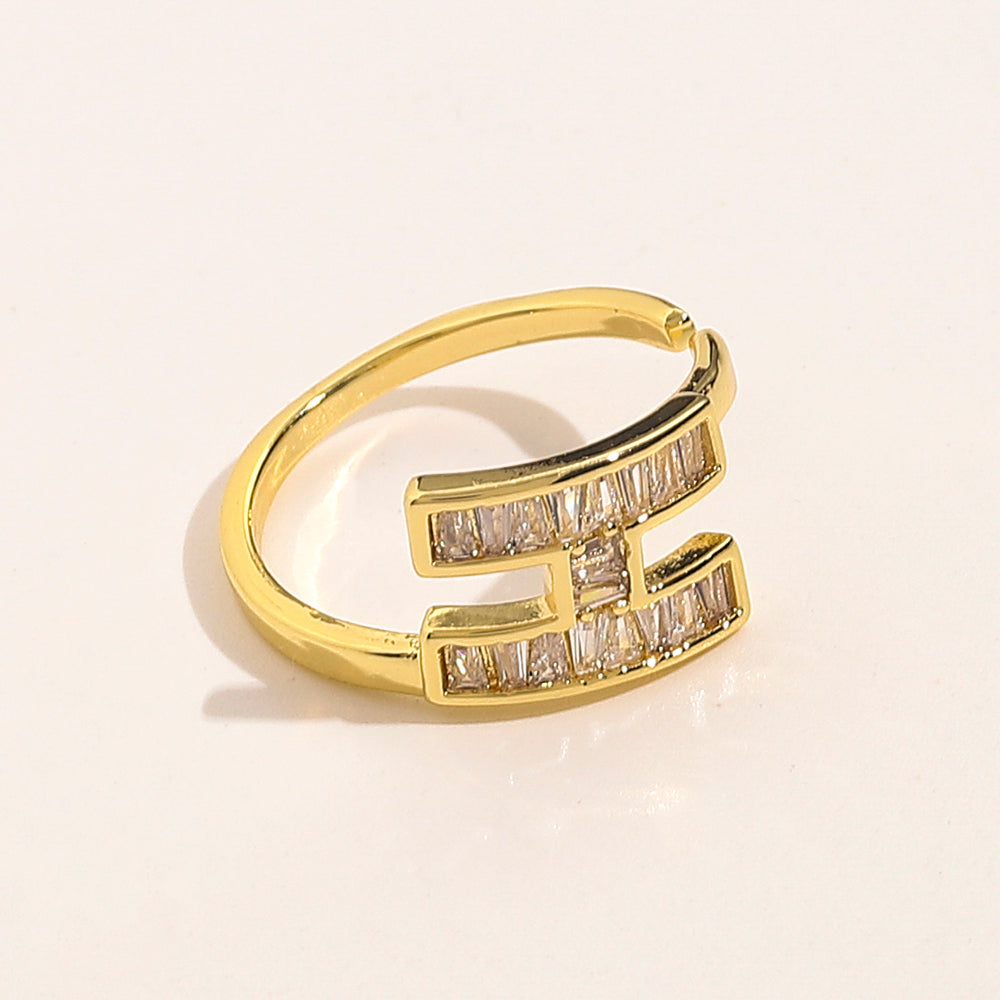 Anello placcato oro vero in rame e zirconio