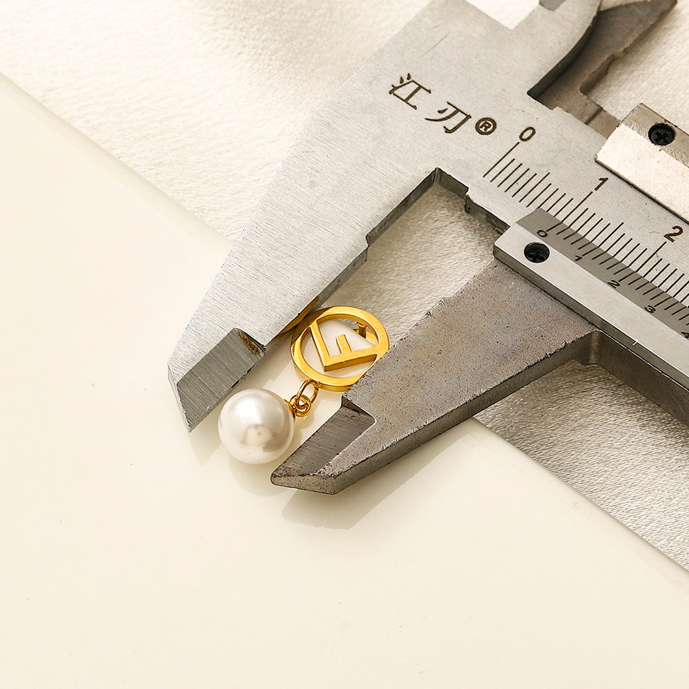 304 Stainless Steel Pearl-Effect Round Drop Earrings