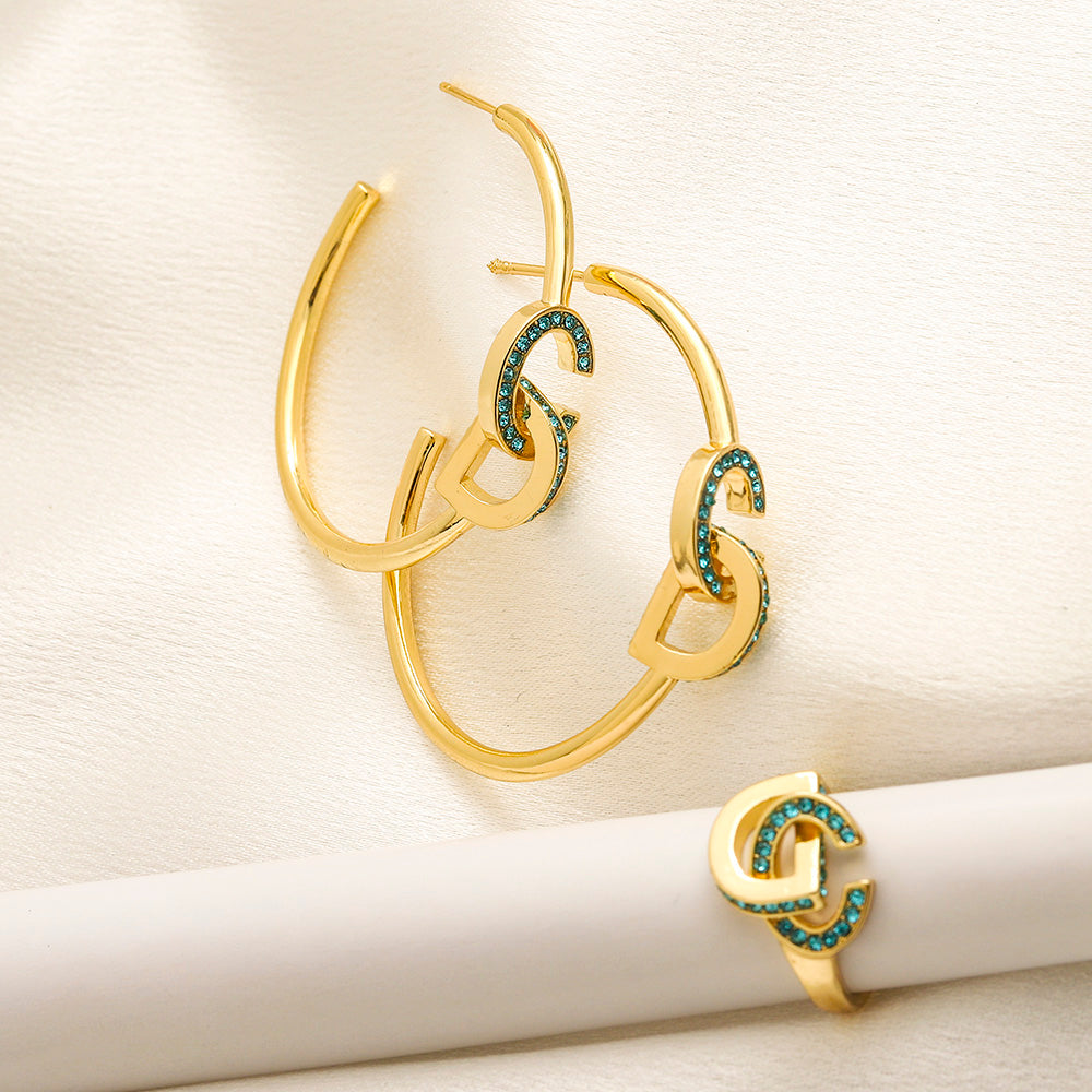 304 Stainless Steel Stone-Accent Curved Hook Earrings