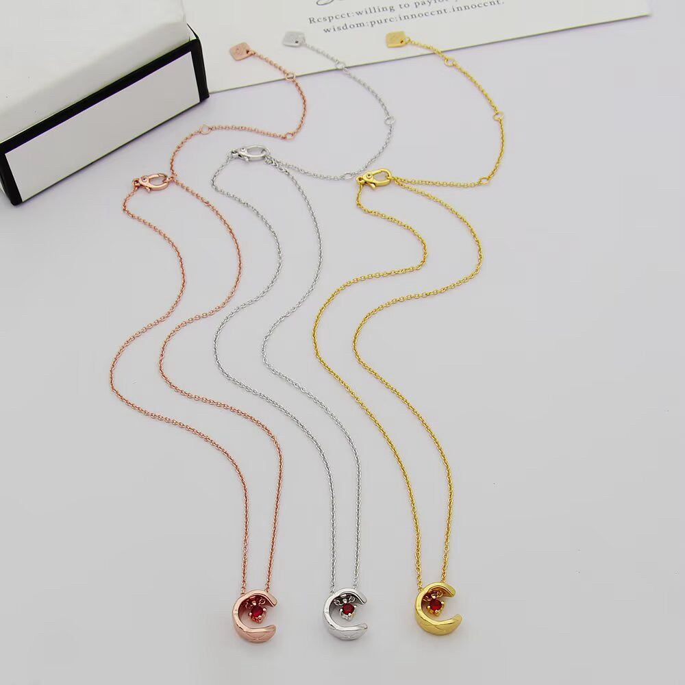 Pave C-Letter Pendant Necklace