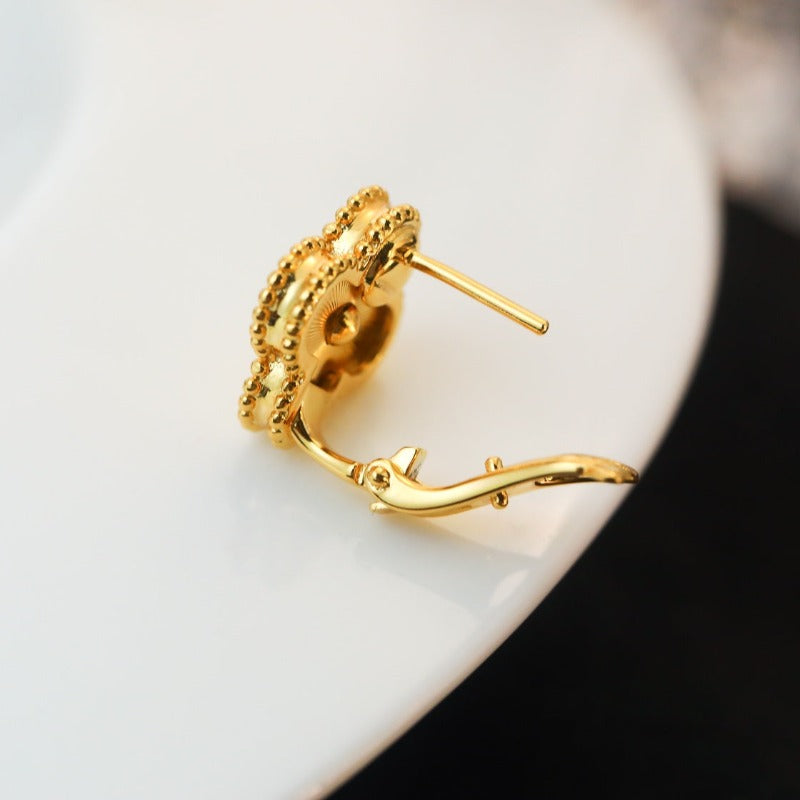 Fluted Four-Petal Flower Stud Earrings