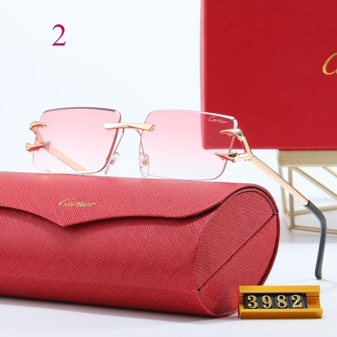 Wide Rectangular Rimless Sunglasses