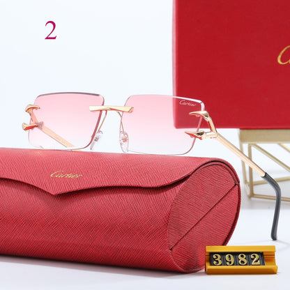 Wide Rectangular Rimless Sunglasses