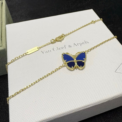 Blue-Inlay Butterfly Pendant Necklace