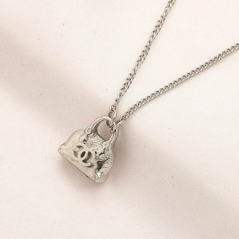 304 Stainless Steel Mini Handbag Pendant Necklace