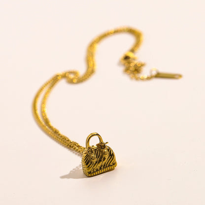 304 Stainless Steel Mini Handbag Pendant Necklace