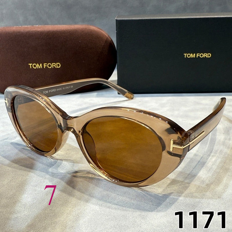 Narrow Oval Sunglasses with Flared Corners