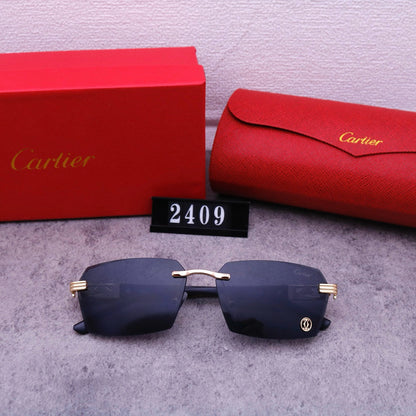 Slim Rimless Sunglasses with Ornate Temple Detail