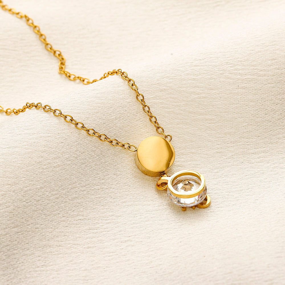 304 Stainless Steel Disc & Monogram Pendant Necklace - 4 Style Options
