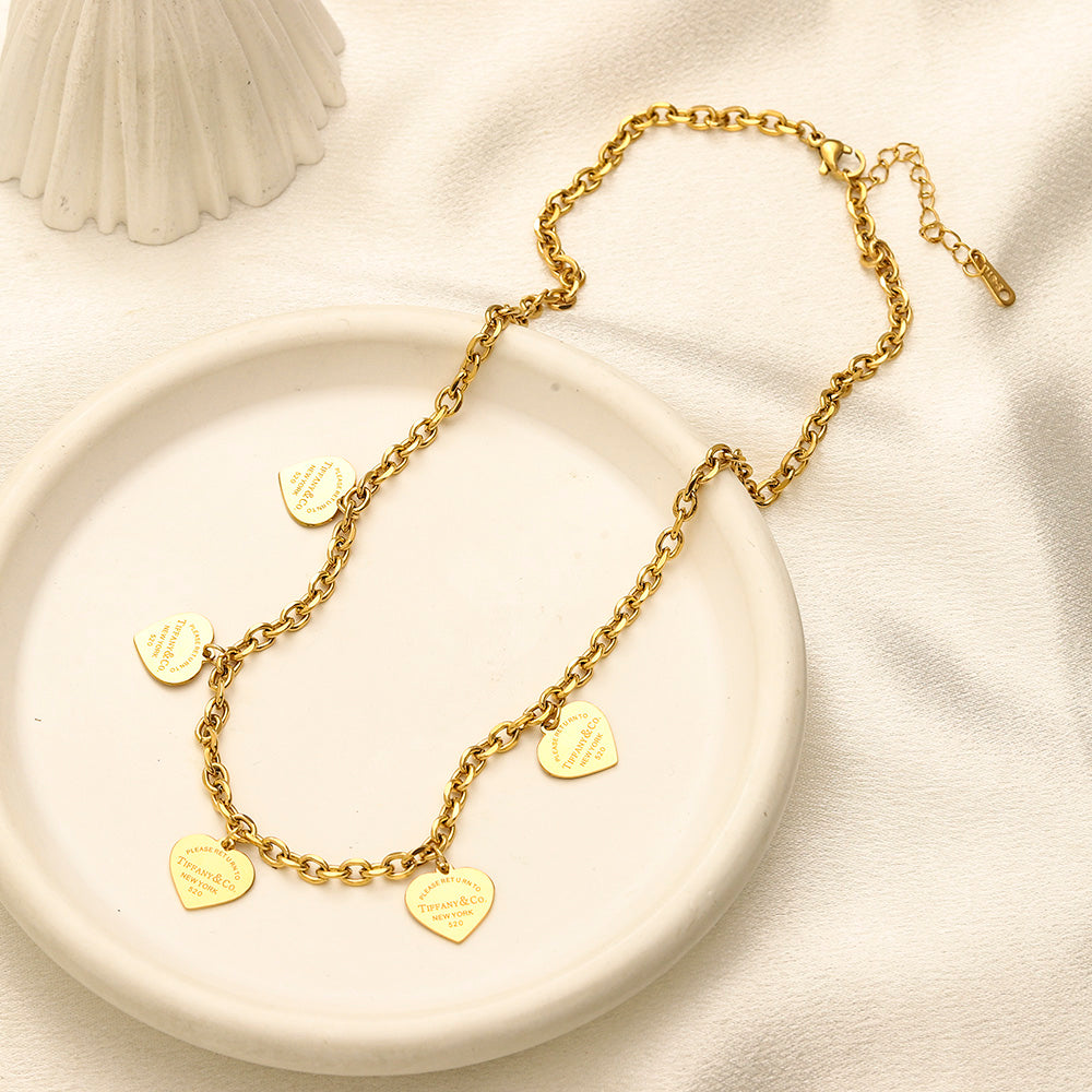 304 Stainless Steel Heart Station Bracelet & Necklace - Individual or Set