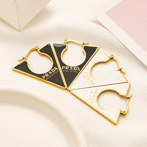 Alloy Triangle Cutout Hoop Earrings